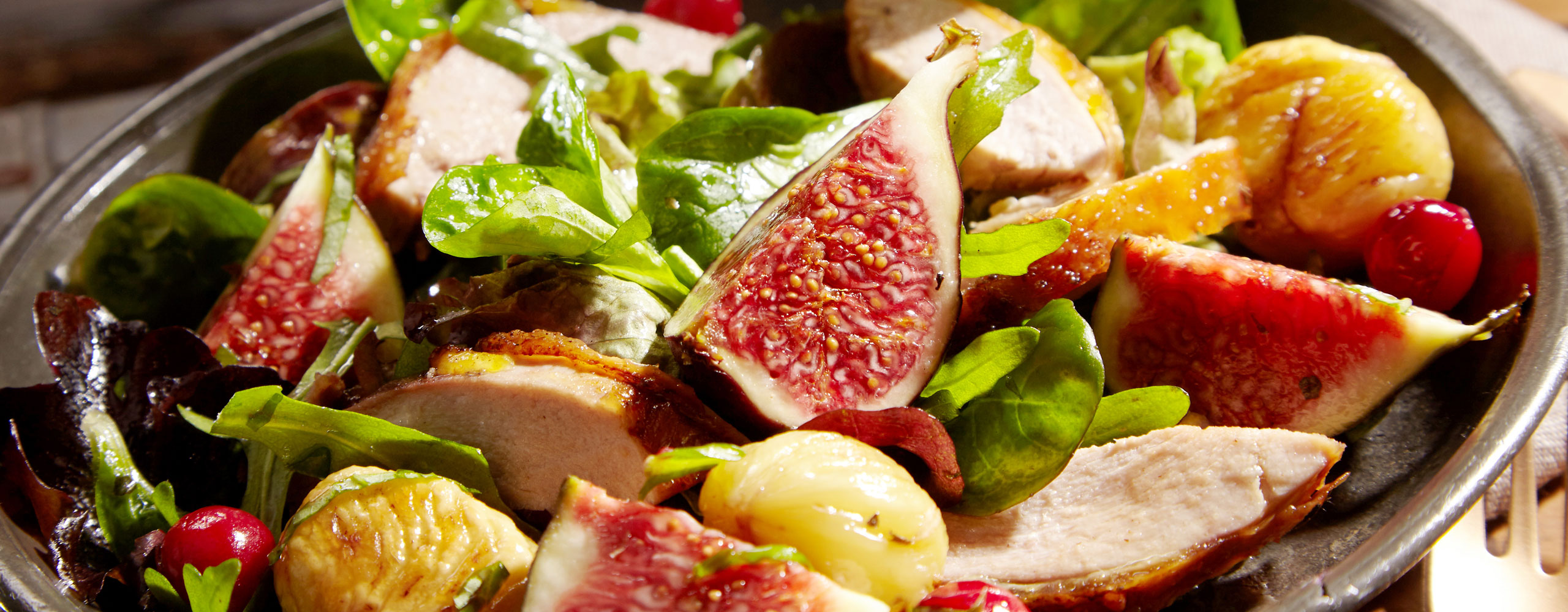 insalata di fagiano arrosto castagne e fichi
